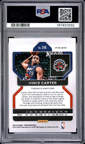 Vince Carter 2021 Panini Prizm Purple Wave Card #246 PSA 9