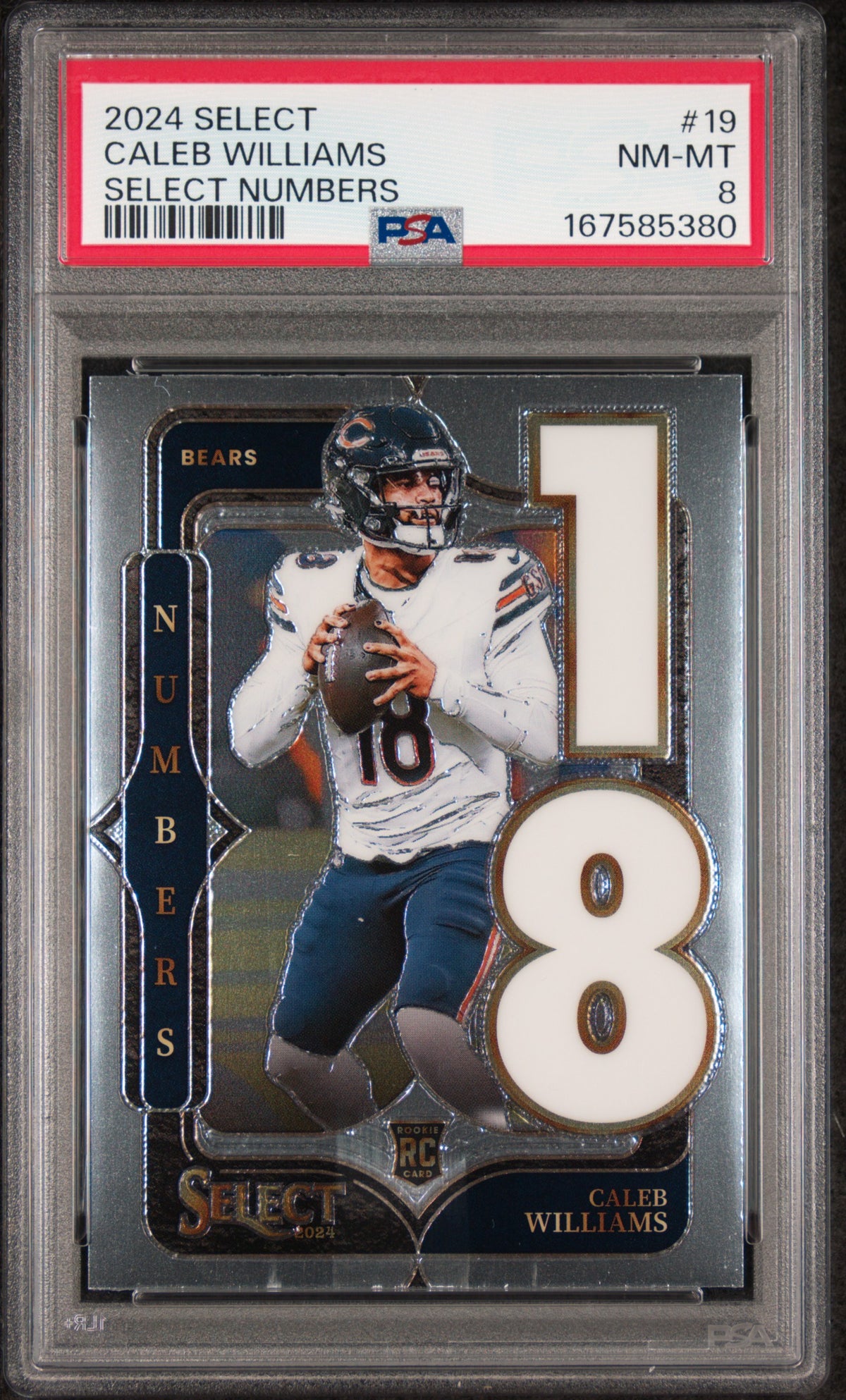 Caleb Williams 2024 Panini Select Numbers Rookie Card #19 PSA 8