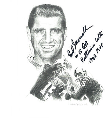 Earl Morrall Autographed Baltimore Colts 8X10 B&W Portrait Photo #15 QB Baltimore Colts 1968 MVP-Powers Sports Memorabilia