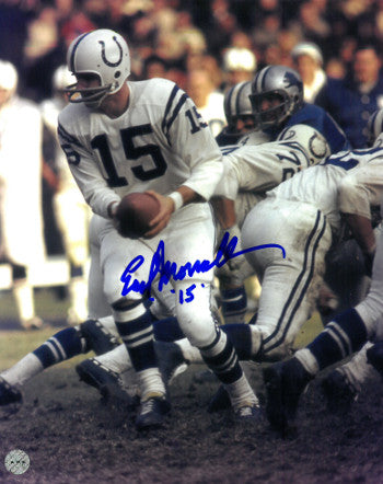 Earl Morrall Autographed Baltimore Colts 8X10 Photo #15 (hand off)-Powers Sports Memorabilia