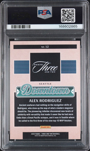 Alex Rodriguez 2025 Panini Downtown Card #12 PSA 8 Auto 9