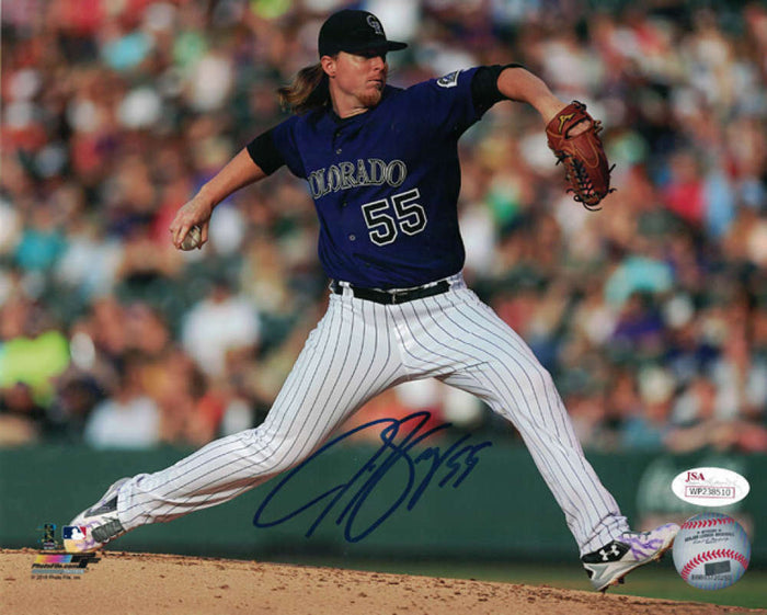 Jon Gray Signed Colorado Rockies 8x10 Photo (Horizontal Purple) – JSA Authenticated-Powers Sports Memorabilia