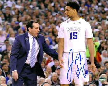 Jahlil Okafor Autographed Duke Blue Devils 16x20 Photo #15 (with Mike Krzyzewski)-Powers Sports Memorabilia