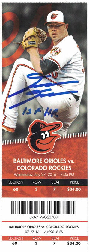 David Dahl Colorado Rockies Signed Ticket Stub 1st HR – JSA Authenticated-Powers Sports Memorabilia