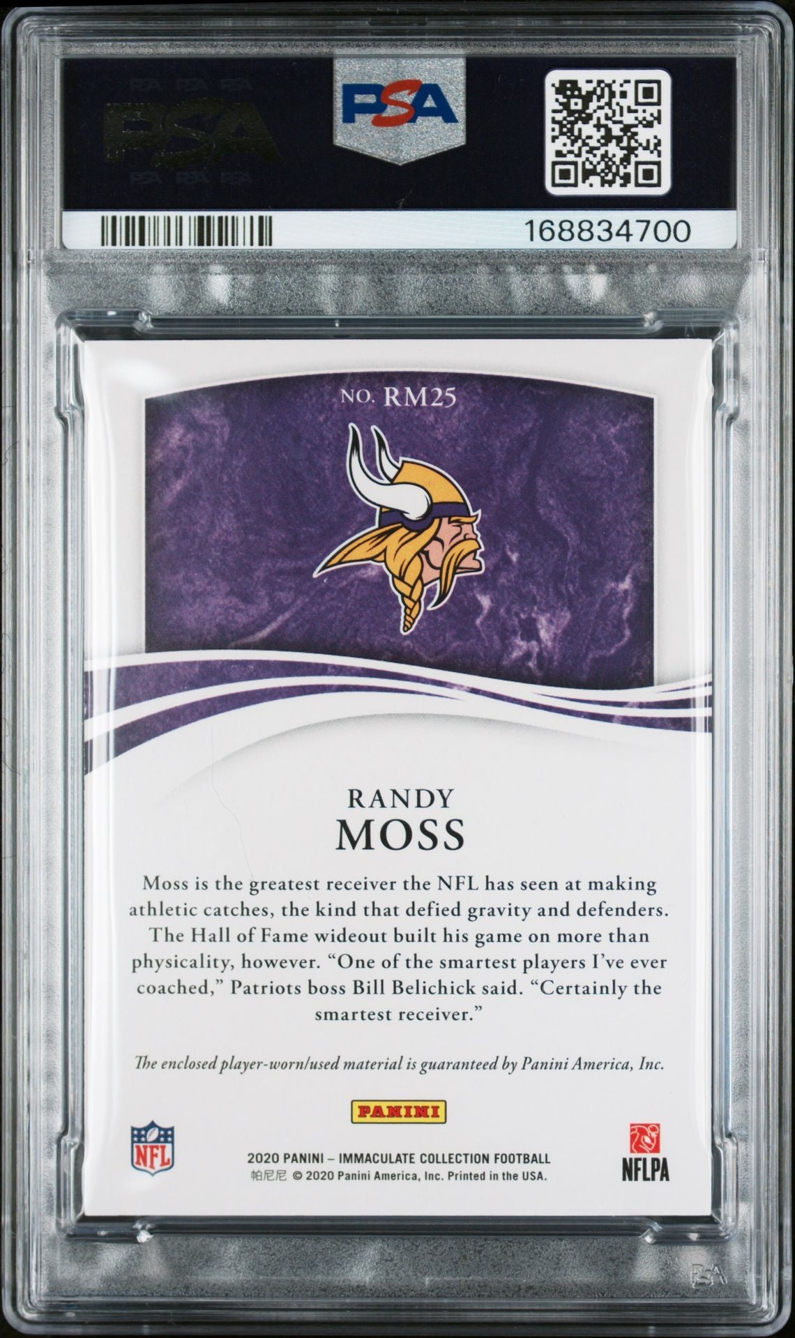 Randy Moss 2020 Panini Immaculate Gold Jersey Patch RM25 PSA 8 Auto 10 2/10-Powers Sports Memorabilia