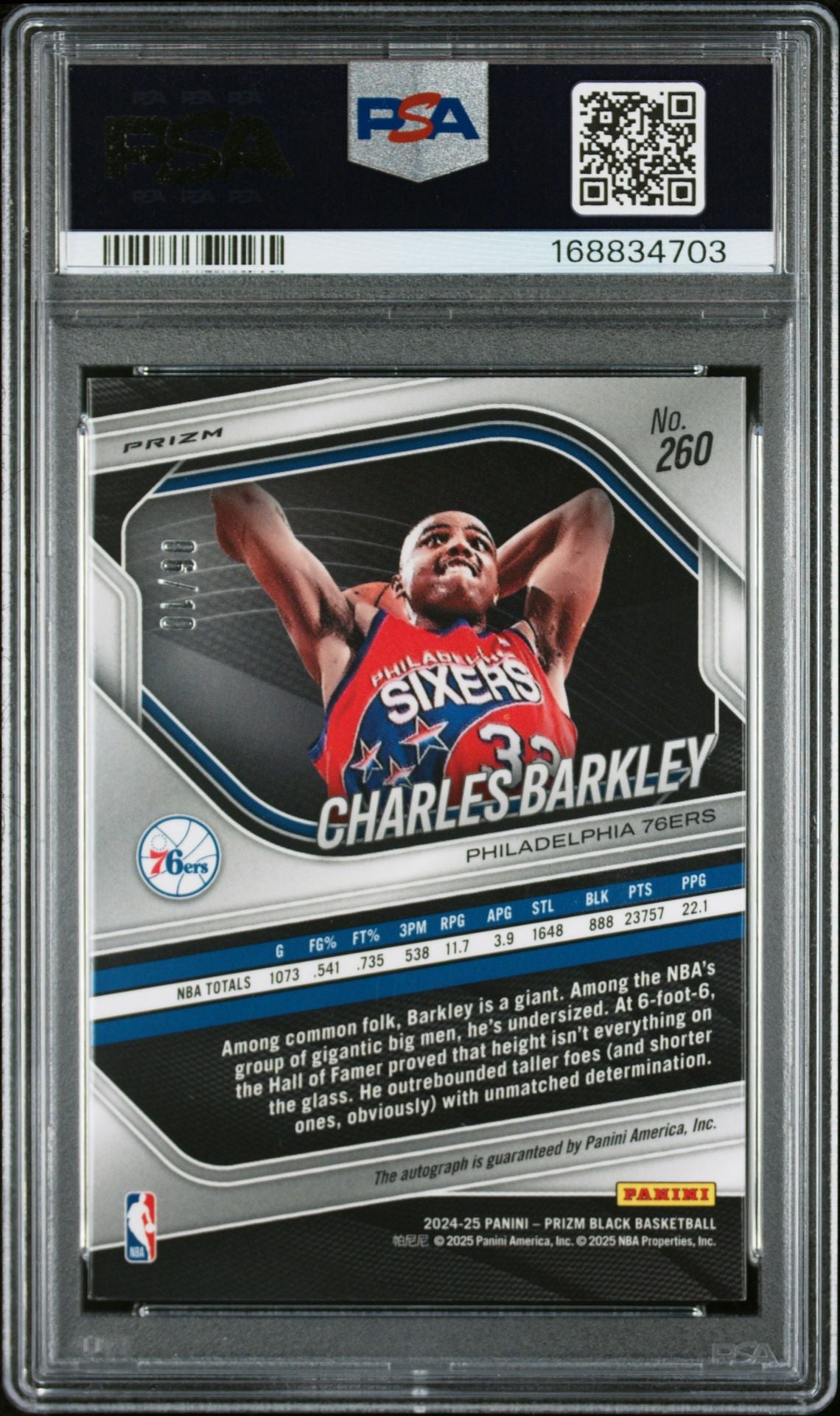 Charles Barkley 2024 Prizm Black Gold Shimmer FOTL #260 PSA 8 Auto 9 6/10-Powers Sports Memorabilia