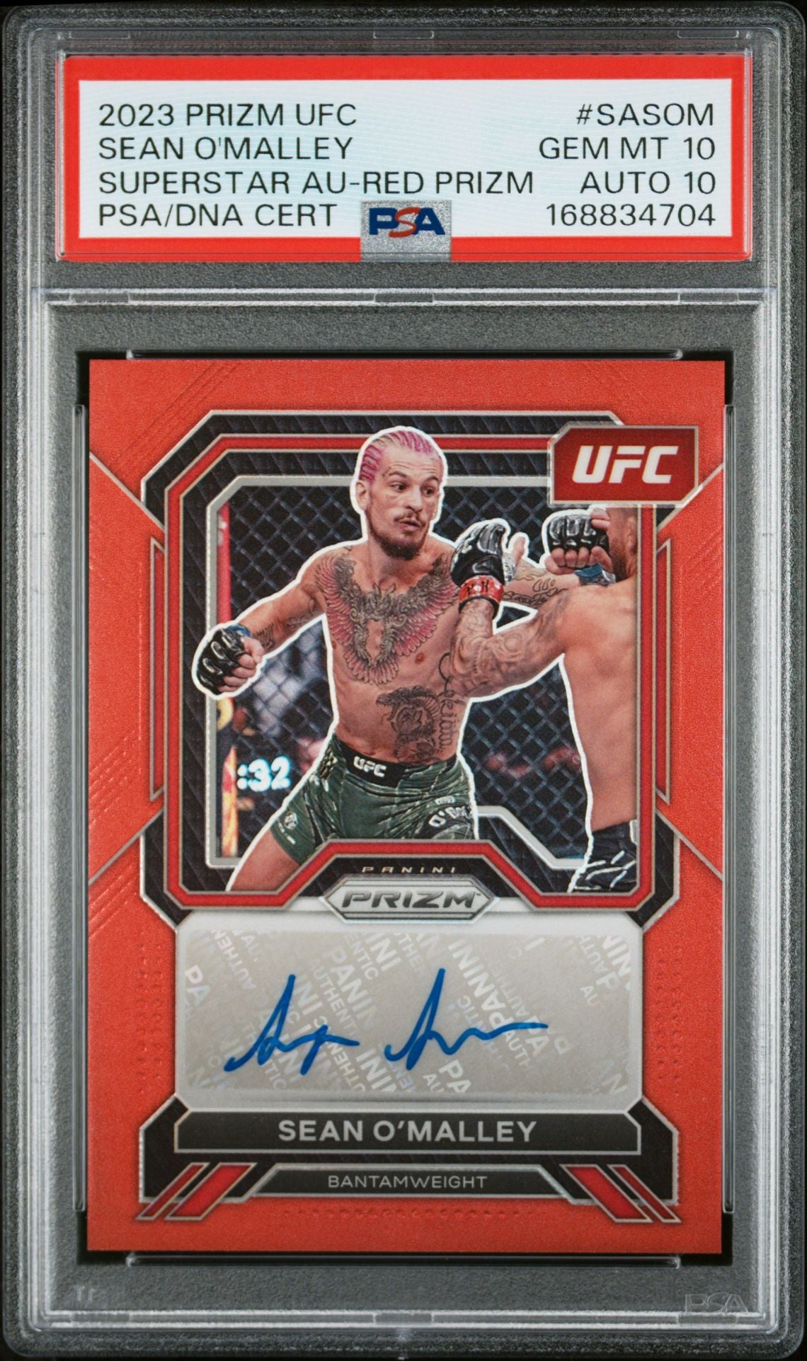 Sean O'Malley 2023 Panini Prizm UFC Red Card #SA-SOM PSA 10 Auto 10 11/99-Powers Sports Memorabilia