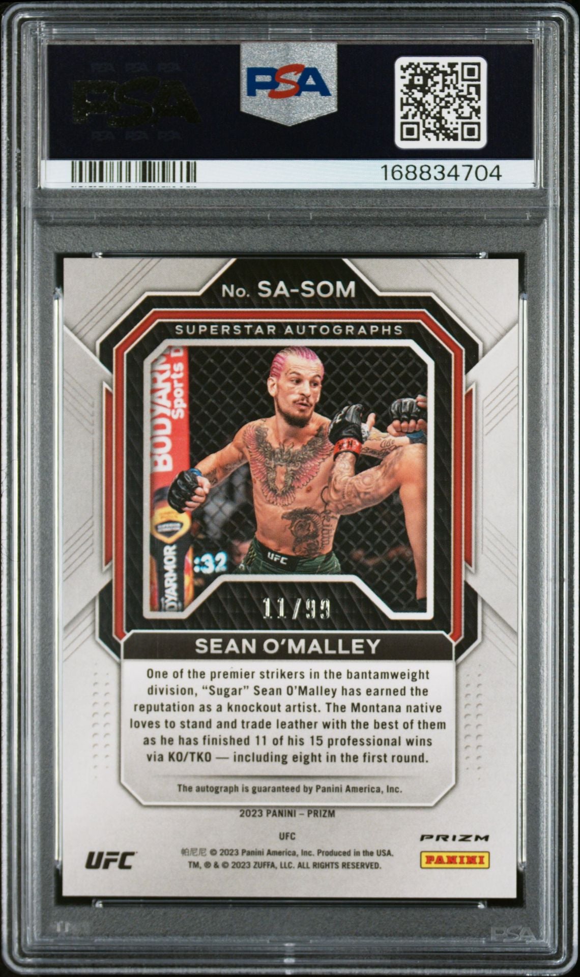 Sean O'Malley 2023 Panini Prizm UFC Red Card #SA-SOM PSA 10 Auto 10 11/99-Powers Sports Memorabilia