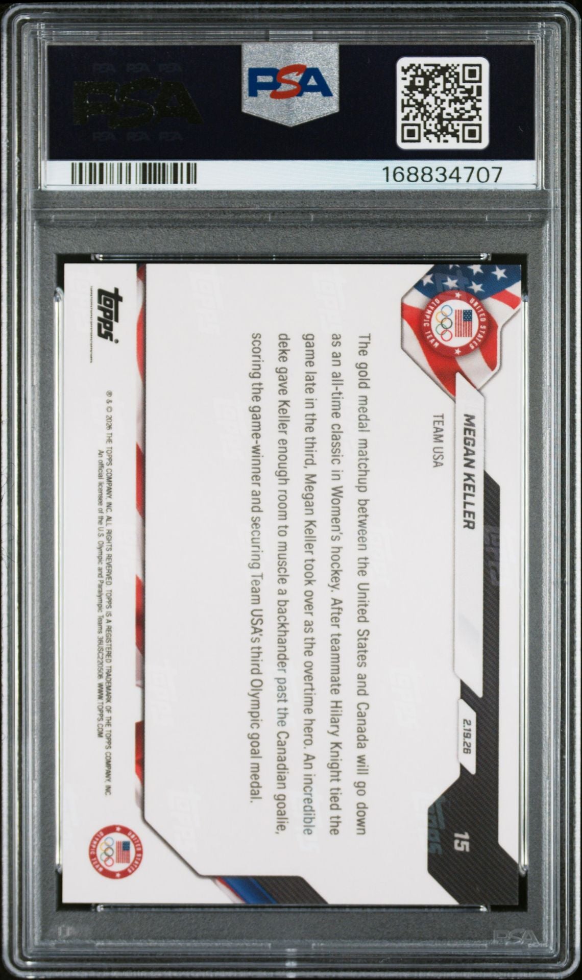 Megan Keller 2026 Topps Now Olympics USA Gold Card #15 PSA 9 Auto 10 A-Powers Sports Memorabilia