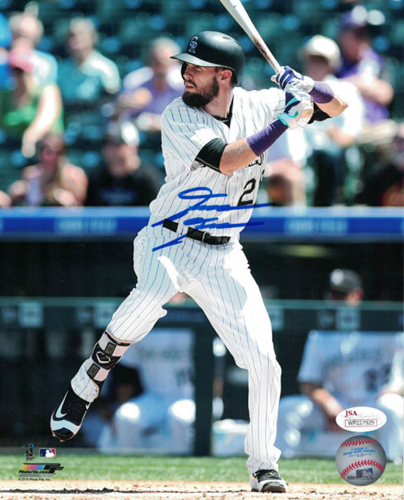 David Dahl Colorado Rockies Signed 8x10 Photo (Vertical White) JSA-Powers Sports Memorabilia
