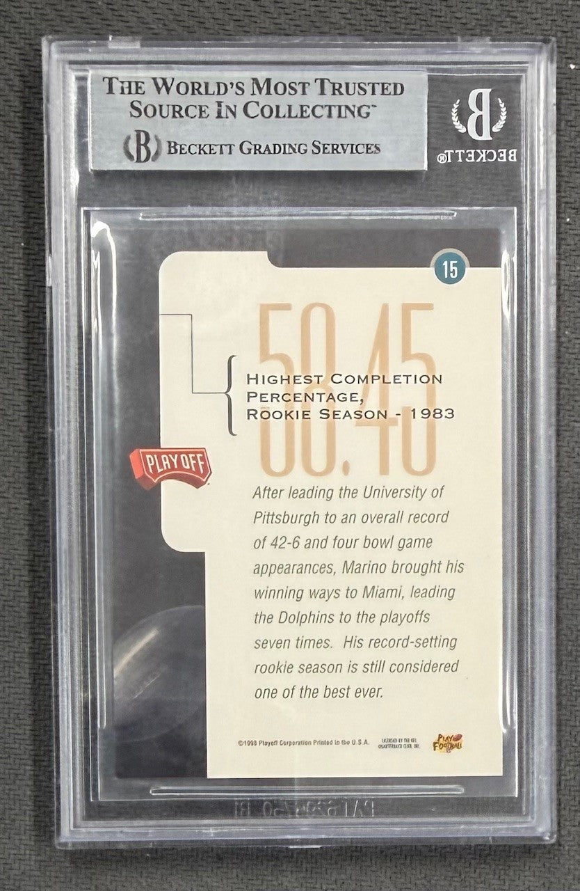 Dan Marino 1998 Playoff Absolute Milestones Signed Football Card #15 Auto Beckett Authenticated Cert #00016951777-Powers Sports Memorabilia