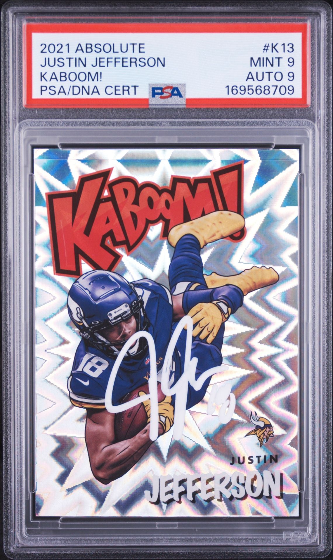 Justin Jefferson 2021 Panini Absolute Kaboom! Card #K13 PSA 9 Auto 9