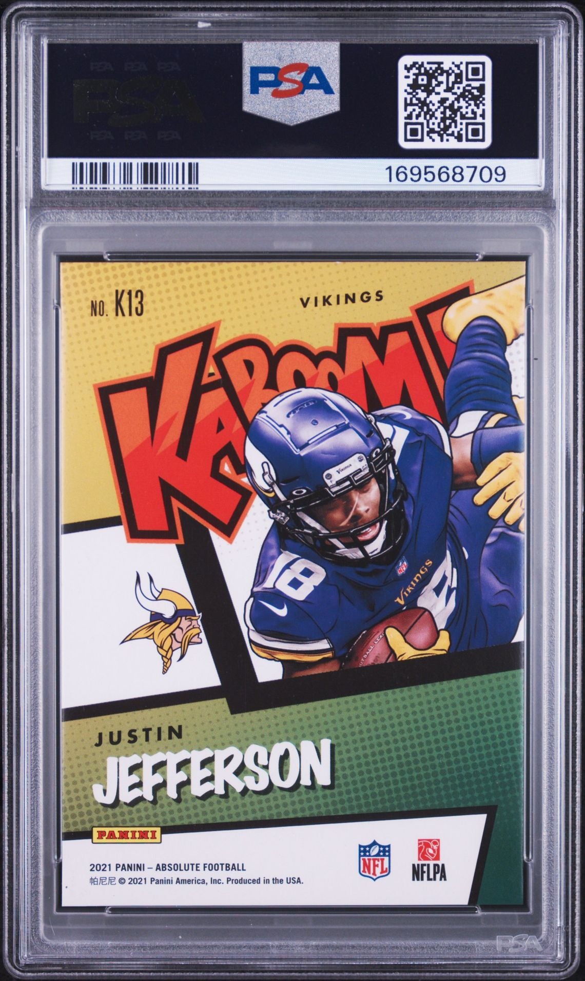 Justin Jefferson 2021 Panini Absolute Kaboom! Card #K13 PSA 9 Auto 9