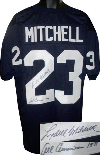 Lydell Mitchell Autographed Navy TB Custom Stitched Football Jersey All American 1971 XL- JSA Hologram-Powers Sports Memorabilia