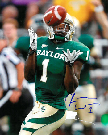 Kendall Wright Autographed Baylor Bears 8x10 Photo #1 (green jersey catch)-Powers Sports Memorabilia