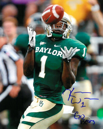 Kendall Wright Autographed Baylor Bears 8x10 Photo #1 Go Bears (green jersey catch)-Powers Sports Memorabilia