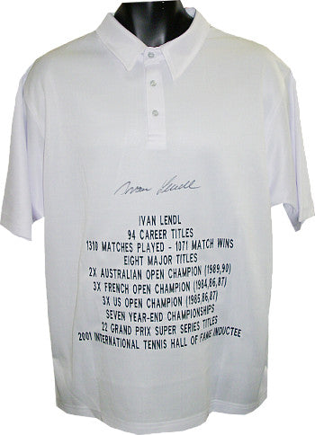 Ivan Lendl Autographed Tennis Polo Shirt w/ Embroidered Stats- JSA Holo (Grand Slam)-Powers Sports Memorabilia