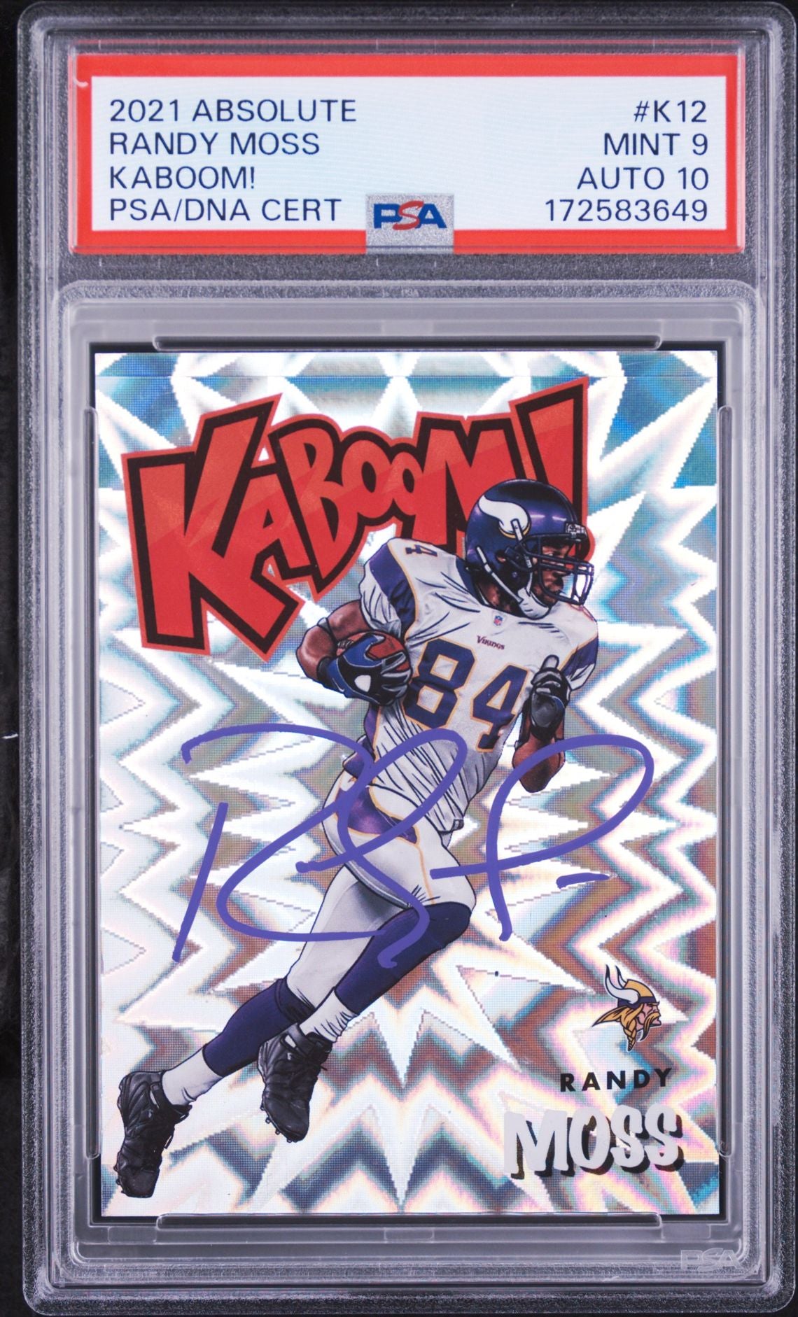 Randy Moss 2021 Panini Absolute Kaboom! Signed Card #K12 PSA 9 Auto 10-Powers Sports Memorabilia