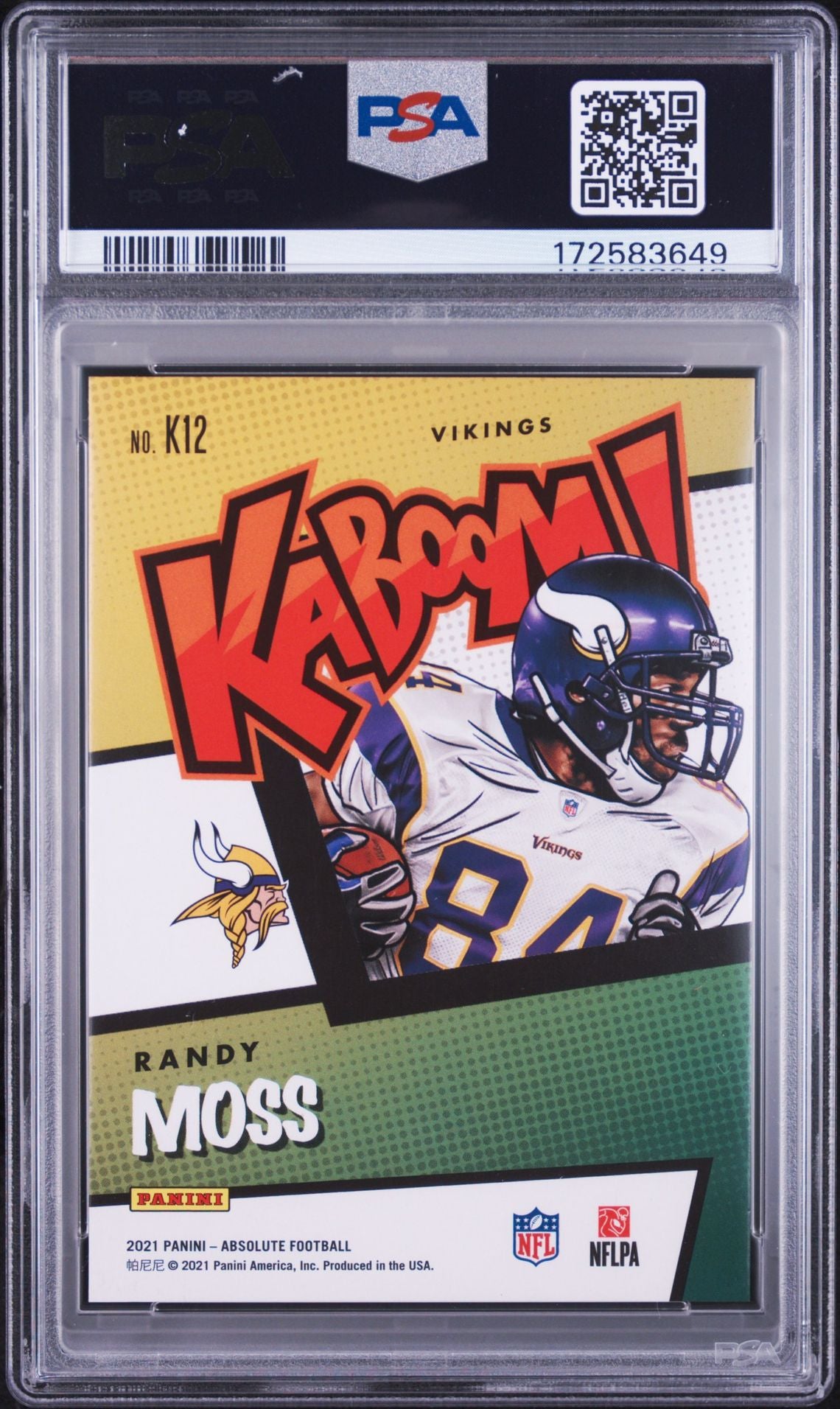 Randy Moss 2021 Panini Absolute Kaboom! Signed Card #K12 PSA 9 Auto 10-Powers Sports Memorabilia