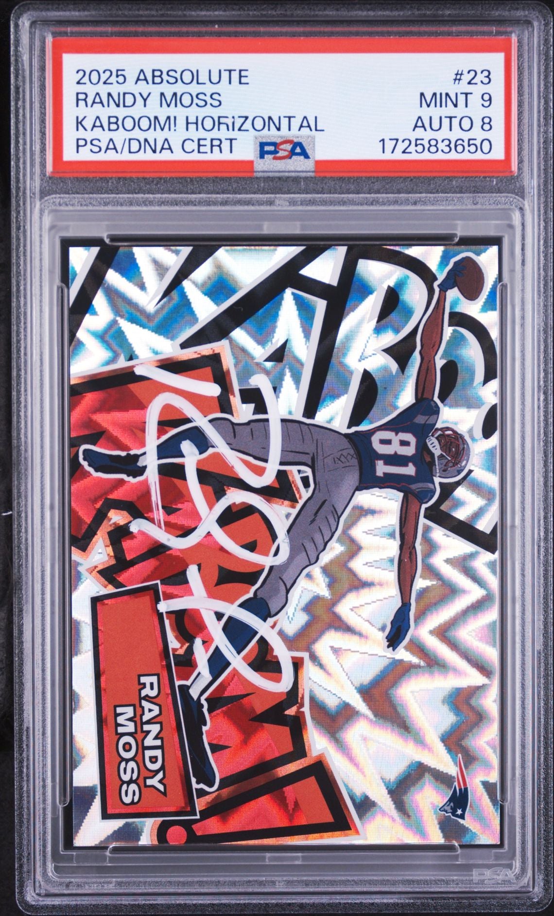 Randy Moss 2025 Panini Absolute Kaboom! Signed Card #23 PSA 9 Auto 8-Powers Sports Memorabilia