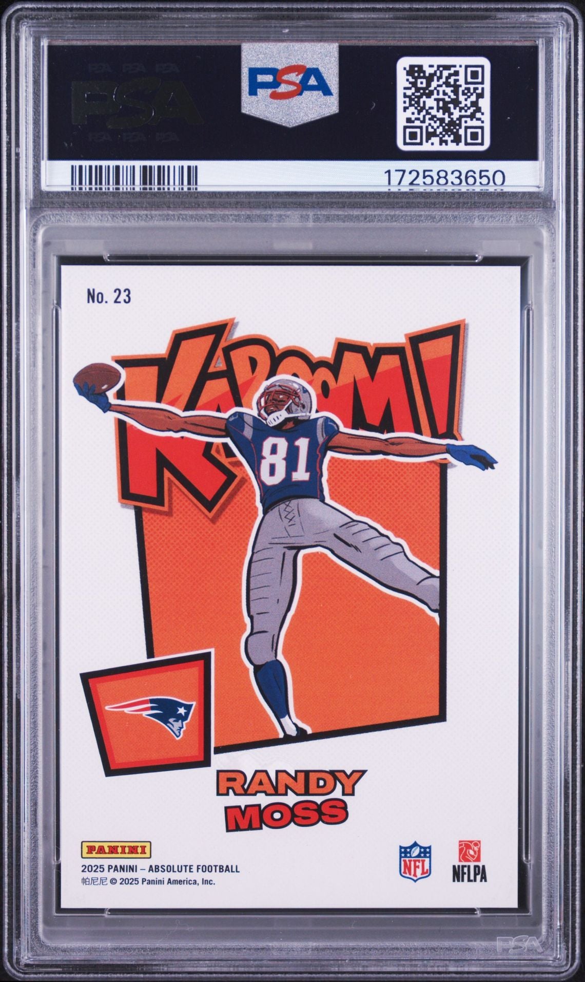 Randy Moss 2025 Panini Absolute Kaboom! Signed Card #23 PSA 9 Auto 8-Powers Sports Memorabilia