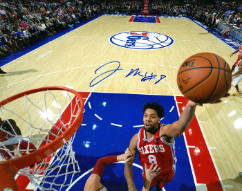 Jahlil Okafor Autographed Philadelphia 76ers 16x20 Photo #8 (horizontal dunk)-Powers Sports Memorabilia