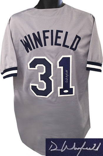 Dave Winfield Autographed Gray TB Custom Stitched Pro Baseball Jersey XL- JSA Witnessed Hologram-Powers Sports Memorabilia
