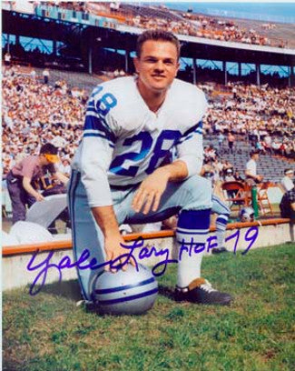 Yale Lary Autographed Detroit Lions 8x10 Photo w/ HOF 79 - COA-Powers Sports Memorabilia