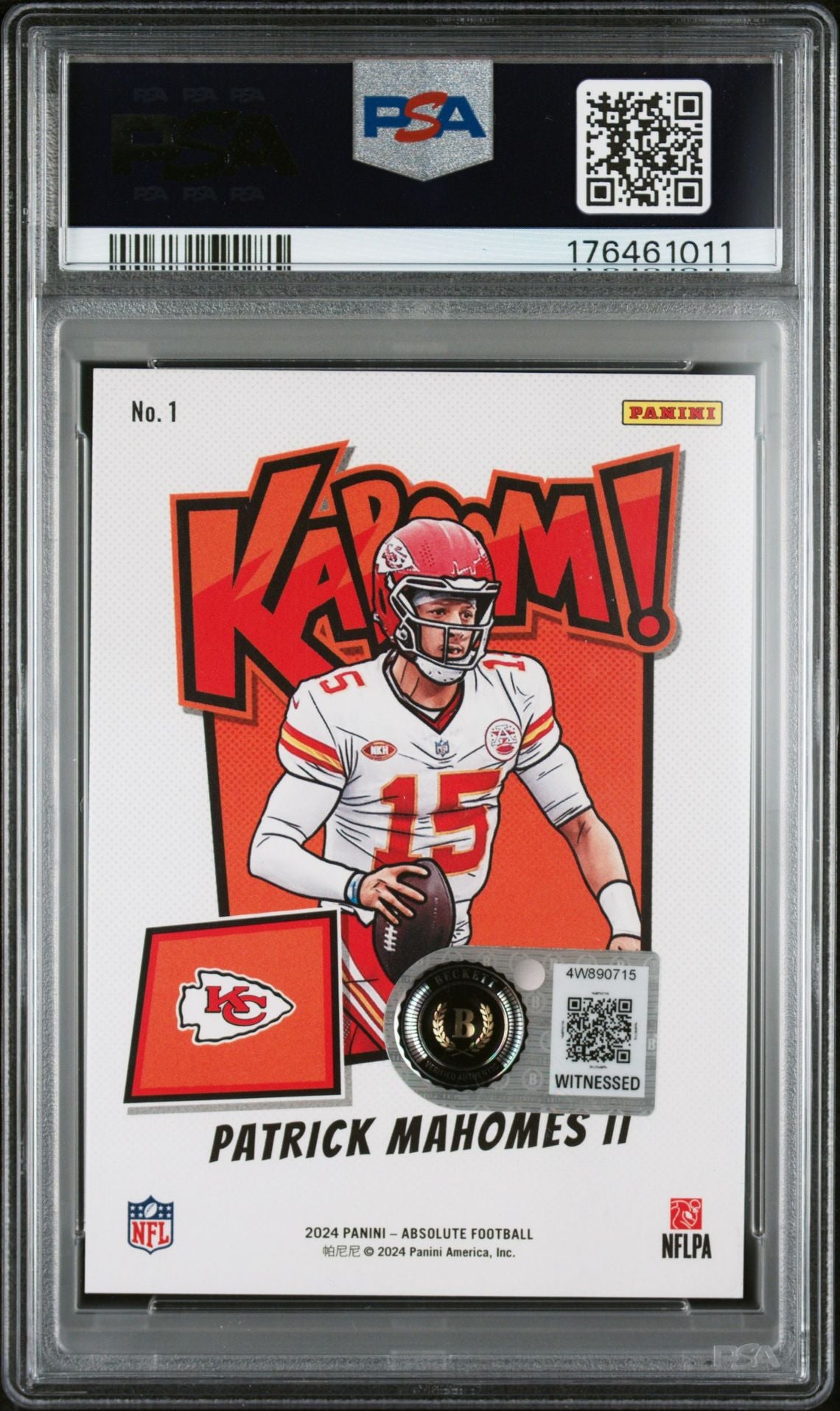 Patrick Mahomes II 2024 Panini Absolute Kaboom Signed Card #1 PSA 8 Auto 10-Powers Sports Memorabilia
