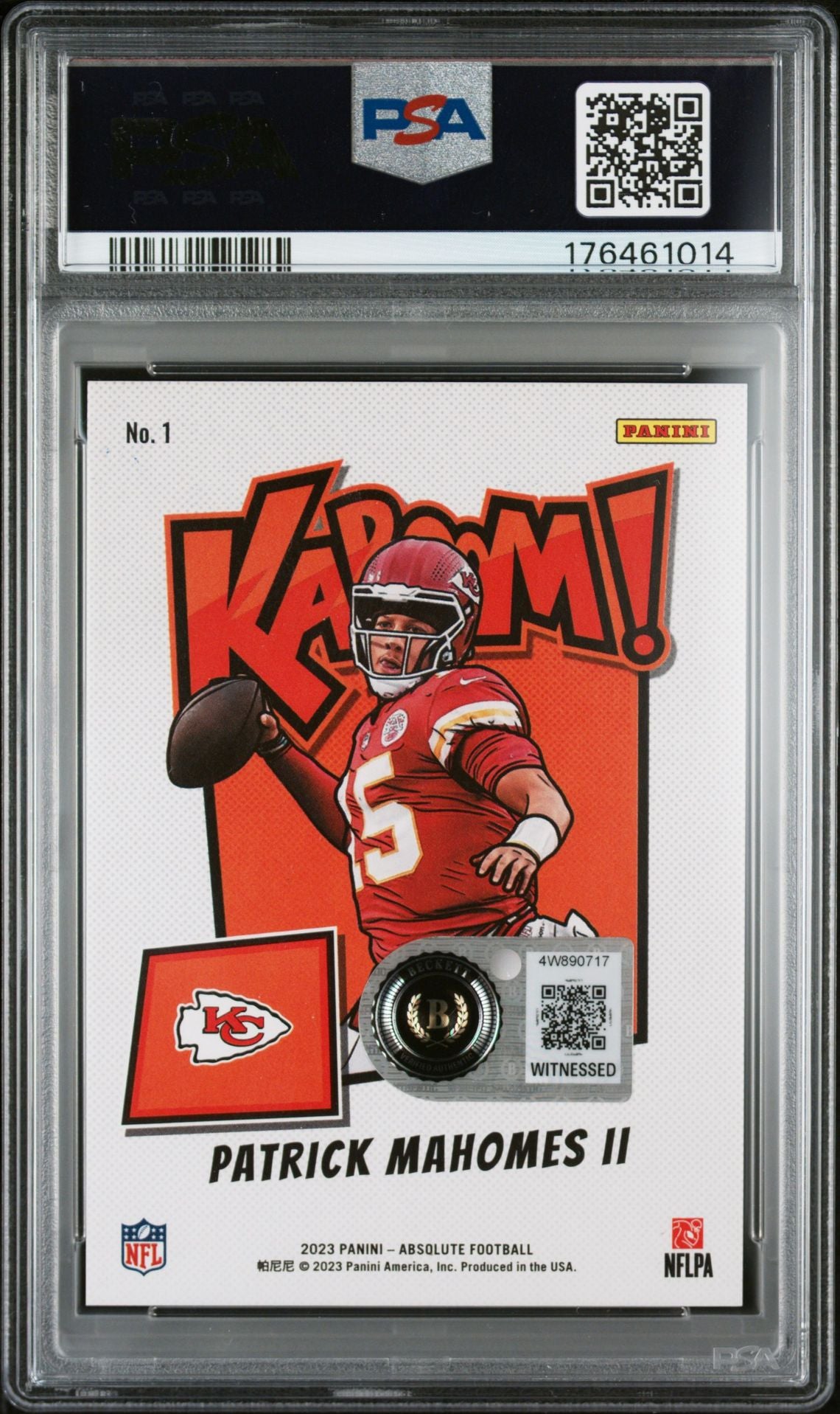 Patrick Mahomes II 2023 Panini Absolute Kaboom Signed Card #1 PSA 8 Auto 10 461014