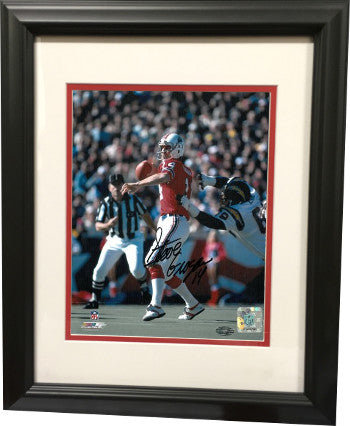 Steve Grogan Autographed New England Patriots 8 x 10 Photograph Custom Wood Framing (passing vs Chargers)-Powers Sports Memorabilia