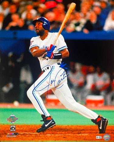 Joe Carter Autographed Toronto Blue Jays MLB Licensed 16x20 Photo- MLB Hologram (1993 World Series Swinging)-Powers Sports Memorabilia
