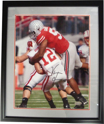 Vernon Gholston Autographed Ohio State Buckeyes 16 x 20 Photograph Custom Black Framing (vs Wisconsin)-Powers Sports Memorabilia
