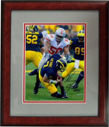 Vernon Gholston Autographed Ohio State Buckeyes 16 x 20 Photograph Custom Wood Framing (vs Michigan)-Powers Sports Memorabilia