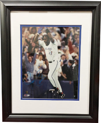 Joe Carter Autographed Toronto Blue Jays 16 x 20 Photograph Custom Framing (1993 World Series Celebration)-Powers Sports Memorabilia
