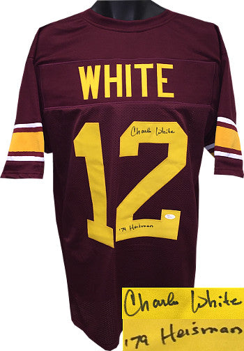 Charles White Autographed Maroon Custom Stitched Football Jersey '79 Heisman XL- JSA Hologram-Powers Sports Memorabilia