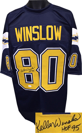 Kellen Winslow Autographed Dark Blue TB Custom Stitched Pro Style Football Jersey HOF 95 XL- JSA Hologram-Powers Sports Memorabilia