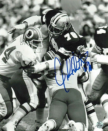 John Dutton Autographed Dallas Cowboys B&W 8x10 Photo-Powers Sports Memorabilia