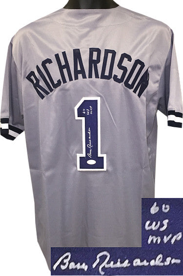 Bobby Richardson Autographed Gray Custom Stitched Pro Style Baseball Jersey w/ 60 WS MVP XL- JSA Witnessed Hologram-Powers Sports Memorabilia