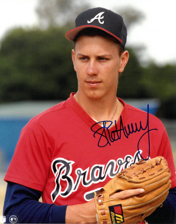 Steve Avery Autographed Atlanta Braves 8x10 Photo (red jersey close up)-Powers Sports Memorabilia