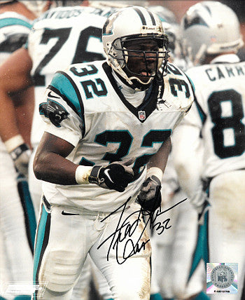 Fred Lane Autographed Carolina Panthers 8x10 Photo #32 (run-black sig)-Powers Sports Memorabilia