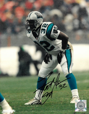 Fred Lane Autographed Carolina Panthers 8x10 Photo #32 (hand on knees-black sig)-Powers Sports Memorabilia
