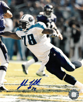 John Thornton Autographed Tennessee Titans 8x10 Photo #78 (white jersey leap)-Powers Sports Memorabilia