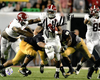 TJ Yeldon Autographed Alabama Crimson Tide 8X10 Photo #4 (horizontal run vs Notre Dame)-Powers Sports Memorabilia