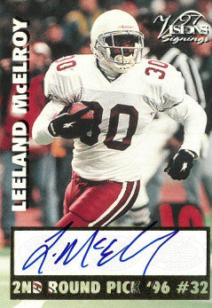 Leeland McElroy Autographed 1996 2nd Round Draft Pick Scoreboard Football Card (Texas A&M Aggies)-Powers Sports Memorabilia