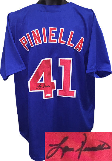 Lou Piniella Autographed Blue TB Custom Stitched Baseball Jersey XL- JSA Hologram-Powers Sports Memorabilia