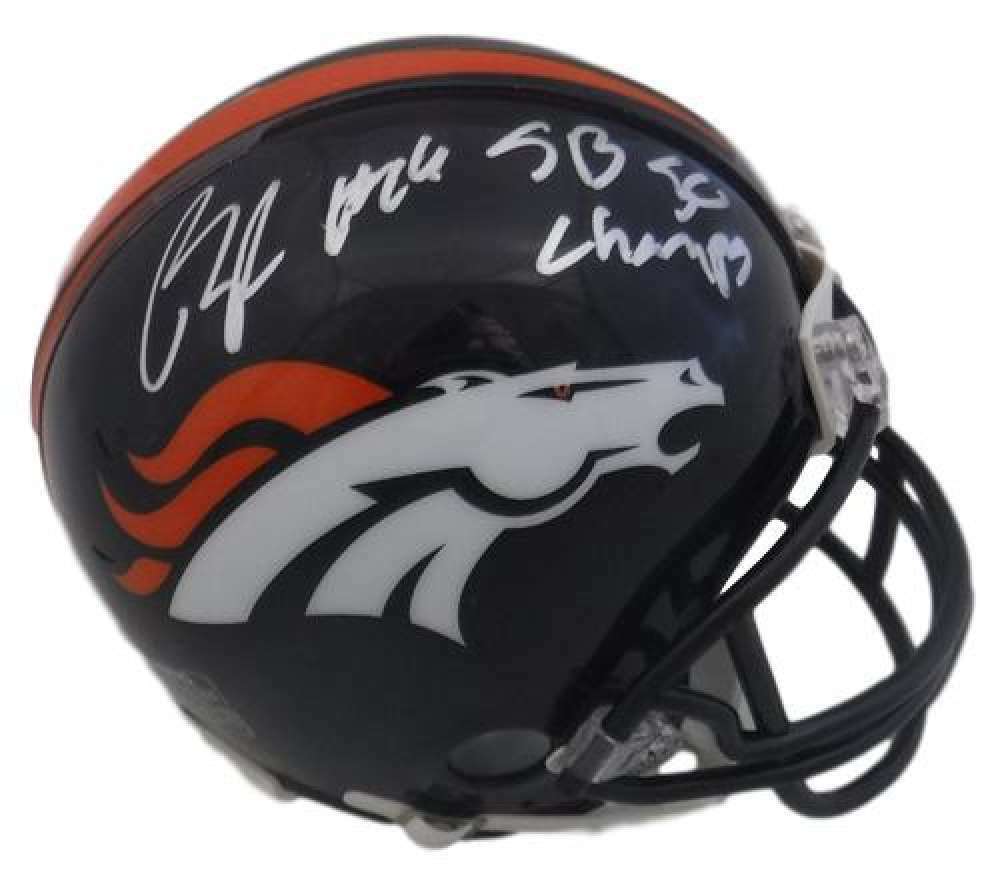 Bennie Fowler Denver Broncos Signed Riddell Mini Helmet SB 50 Champs JSA-Powers Sports Memorabilia