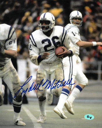 Lydell Mitchell Autographed Baltimore Colts 8x10 Photo (white jersey run)-Powers Sports Memorabilia