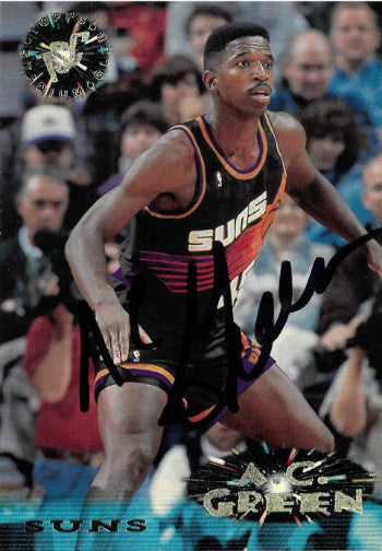 AC Green Autographed Phoenix Suns 1995-96 Topps Stadium Club Basketball Trading Card #145-Powers Sports Memorabilia