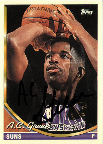 AC Green Autographed Phoenix Suns 1994-95 Topps Basketball Trading Card #227-Powers Sports Memorabilia